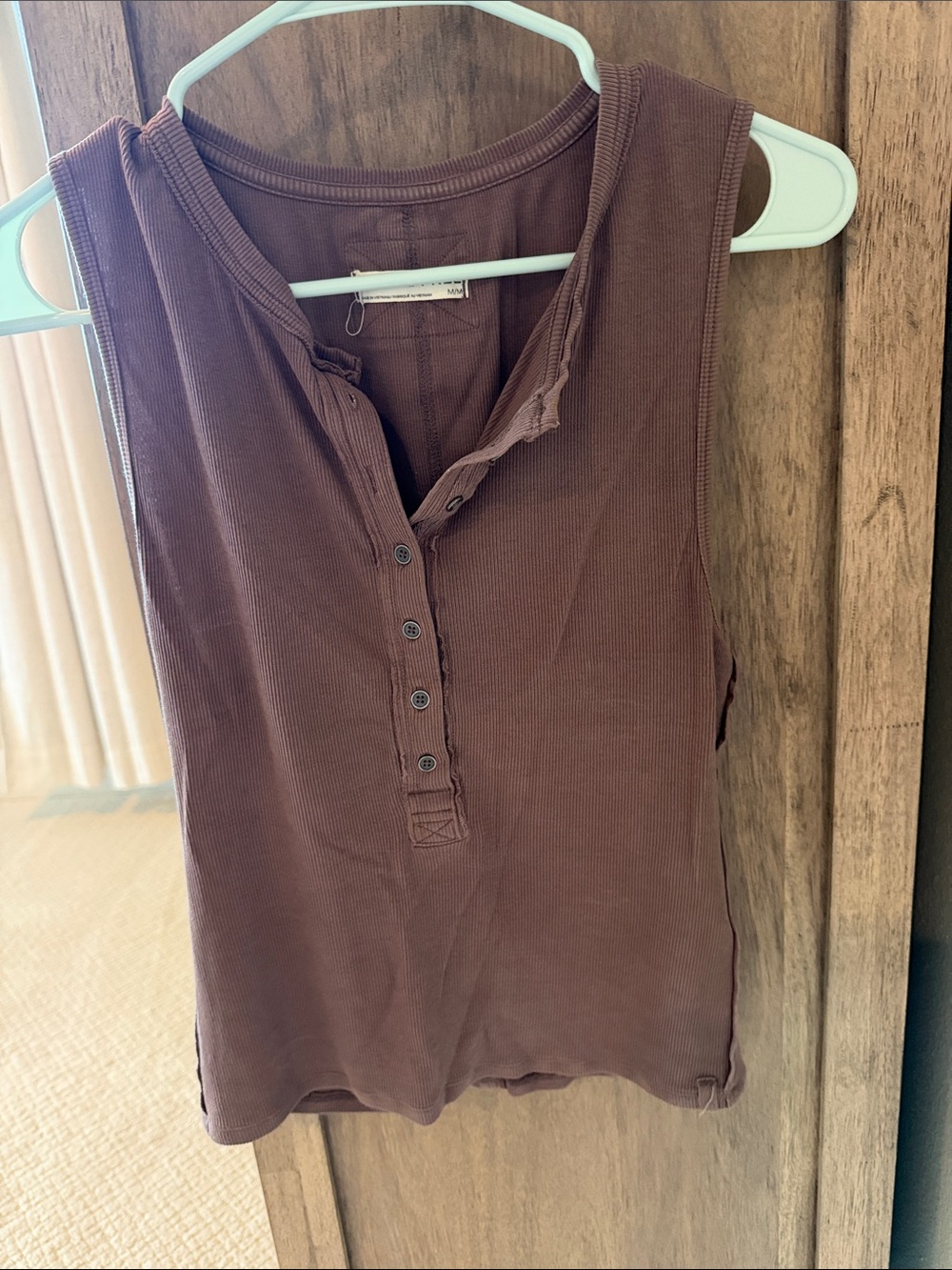 We The Free Ribbed Henley Tank Top - Brown